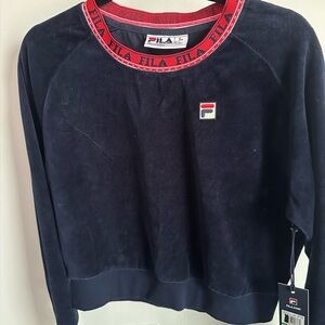Fila Dark Blue Pullover with Red Trim Velour
